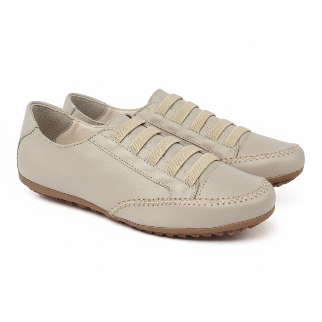 Mocatênis Paola Ferrara - COURO LEGÍTIMO - (BEGE) - TODO FORRADO - 10x R$19,99