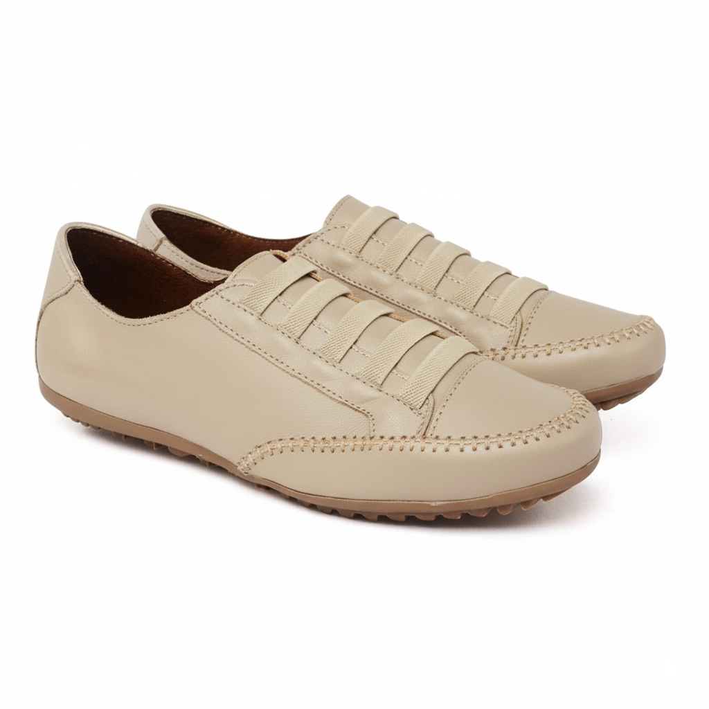 Mocatênis Paola Ferrara - COURO LEGÍTIMO - (NUDE) - TODO FORRADO - 10x R$19,99